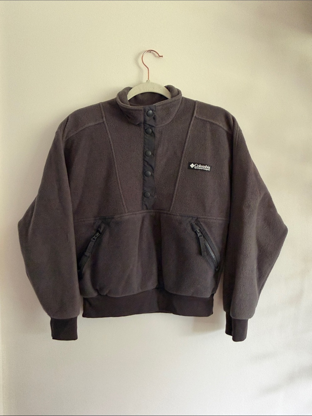 Columbia Charcoal Gray Snap-Placket Fleece Pullover